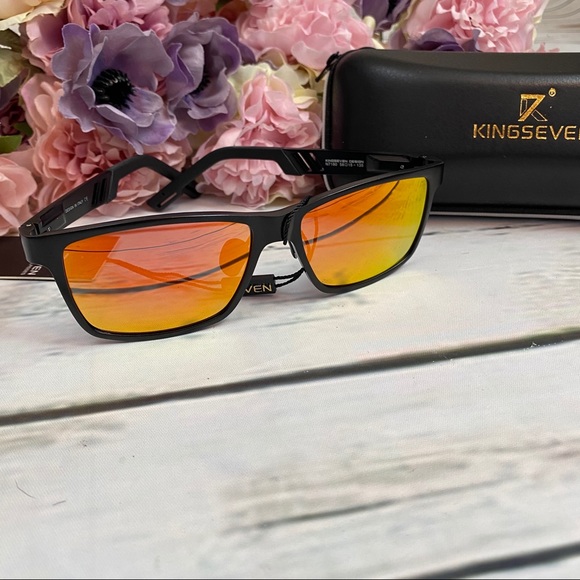 KINGSEVEN Red Mirrored Aluminum Polarized Sunglasses - Picture 7 of 14